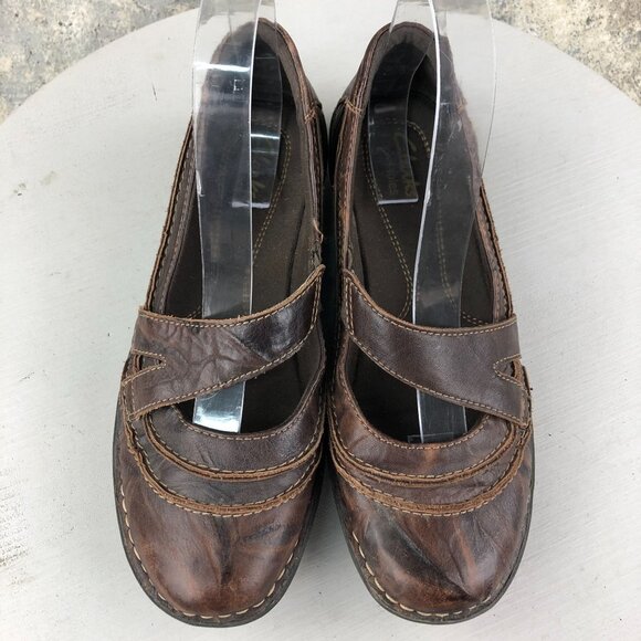 Clarks Women's Size 7.5M Bendables Brown Leather Slip On Mary Jane Casual Shoes - Picture 3 of 14